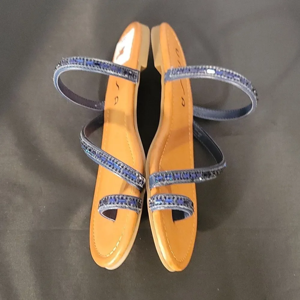 BRAND NEW UNISA UNDERLIAH-R GLASS STONE DOUBLE STRAP OPEN TOE SANDAL